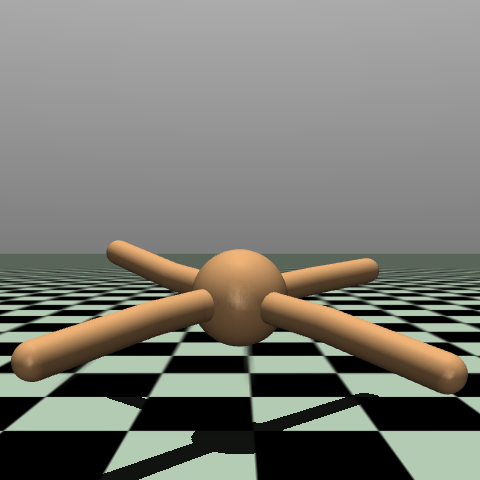A four-legged MuJoCo Ant agent learning to walk through continuous control.